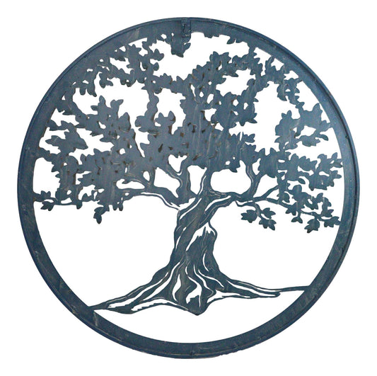 Blue 24"D Oversized Round Celtic Tree of Life Medallion Metal Wall Circle Plaque
