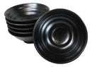 Pack Of 6 Modern Ridged Matte Black Melamine Large Round Ramen Soup Bowls 48oz