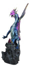 Dream Weaver Night Blue Purple Dragon On Rock Steppes With Glass Pyramid Statue