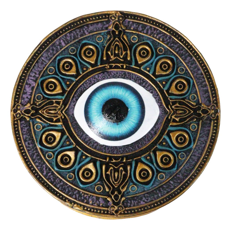 Auspicious Evil Eye With Peacock Train Sacred Compass Trinket Decorative Box