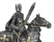 Suit of Armor Crusader Knight with Sword Riding On Heavy Cavalry Horse Figurine