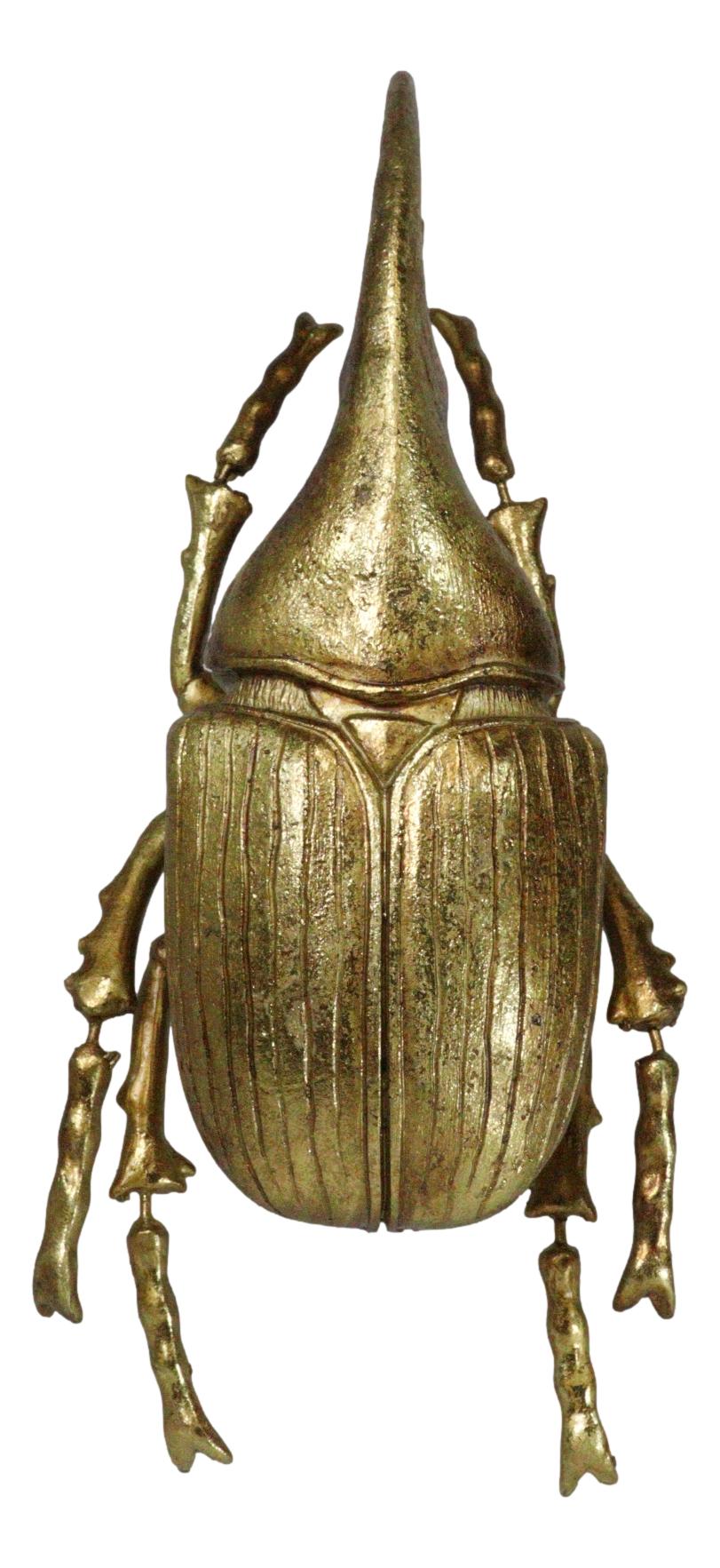 Medium Gold Resin Hercules Rhinoceros Beetle Wall Decor Or Tabletop Figurine