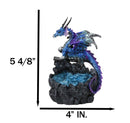 Metallic Blue Dragon with Purple Spikes Guarding Quartz Crystal Quarry Figurine