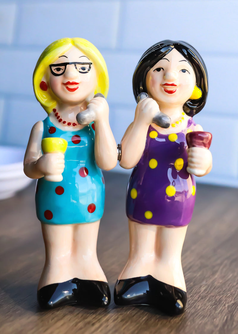 Ceramic Gossiping Phoney Friends Wine And Whine Party Salt Pepper Shakers Set