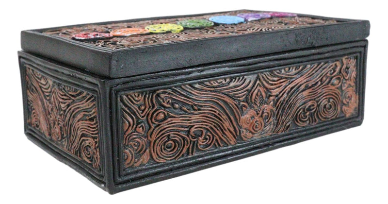 Metaphysical Rainbow 7 Chakra Zone Floral Scrollwork Tarot Cards Trinket Box