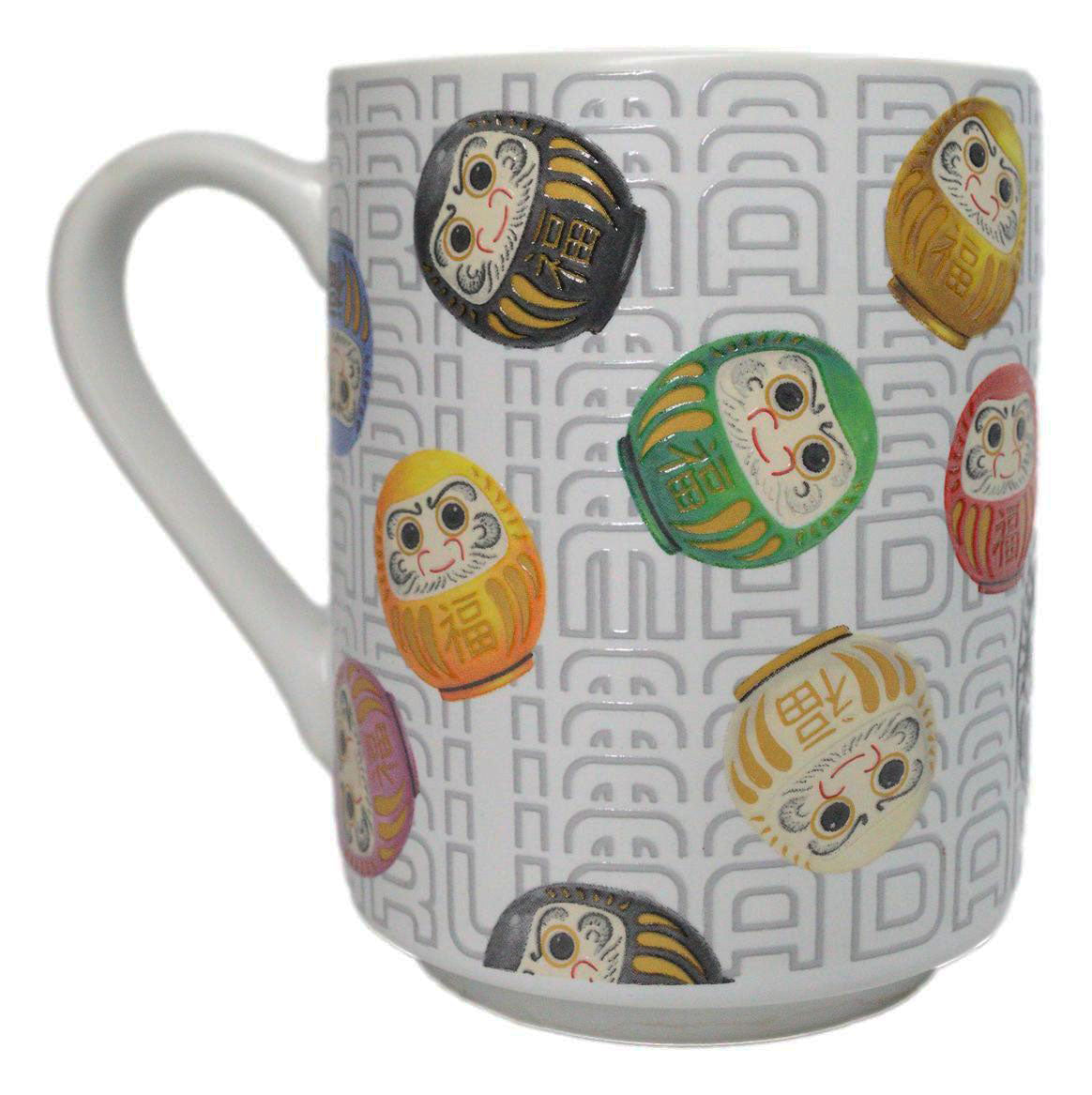 Japanese Icons Daruma Talisman Of Luck And Perseverance Textured Mug Cup 11oz