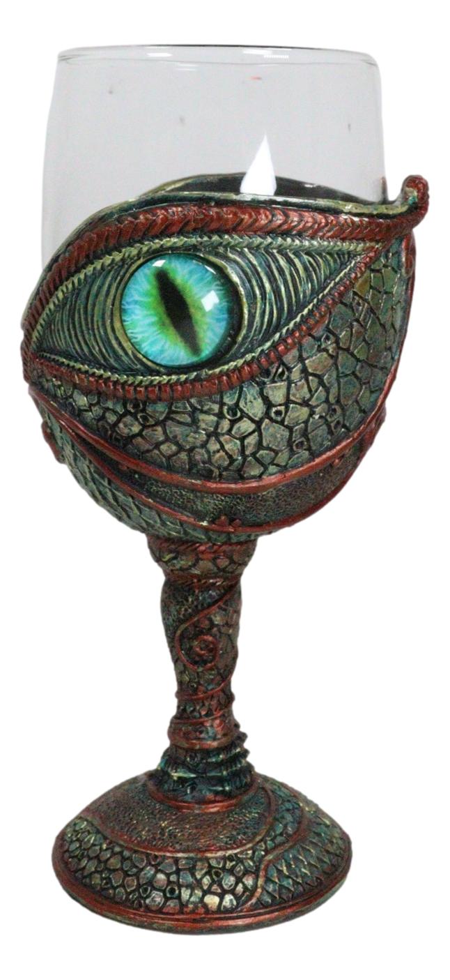 Mystical Horus Wedjat Gaze Eye Of The Dragon Scales Wine Glass Goblet Chalice