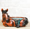 Rustic Western Brown Chestnut Horse Coaster Holder with Horseshoe Coasters Set