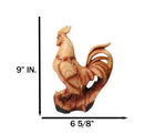 Rustic Farmhouse Rooster Figurine Faux Wood Carved Look Decorative Chicken