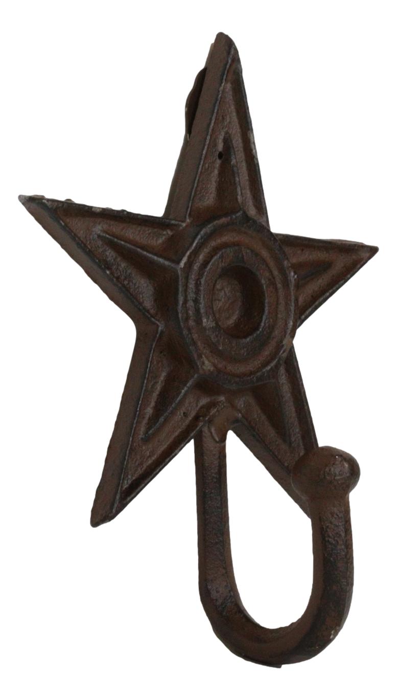 Pack Of 2 Rustic Western Lone Star Cast Iron Metal Wall Hooks Organizer Decor