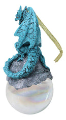 Ruth Thompson Blue Riptide Dragon On Pearl Glass Ball Ornament Figurine 5"H