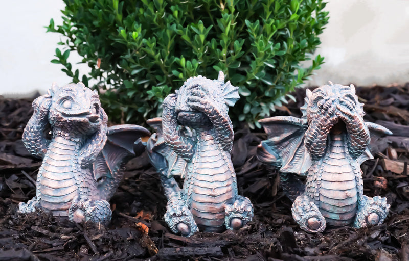 Set of 3 See Hear Speak No Evil Funny Hatchling Baby Dragons Fantasy Figurines