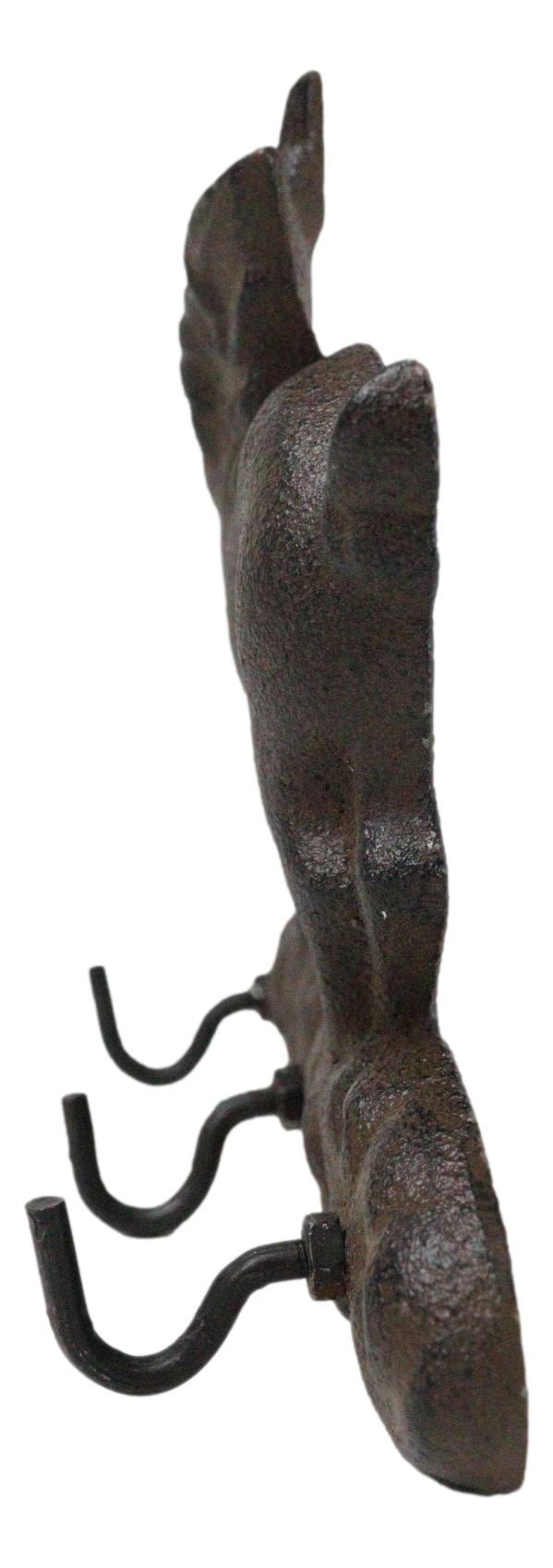 Cast Iron Whimsical Flying Pig Angel 3-Peg Wall Hook Decorative Sculpture - Ebros Gift