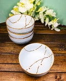 Set Of 4 Made In Japan Ceramic Soushun Sakura Blue Plum Medium Tayo Bowls 21oz