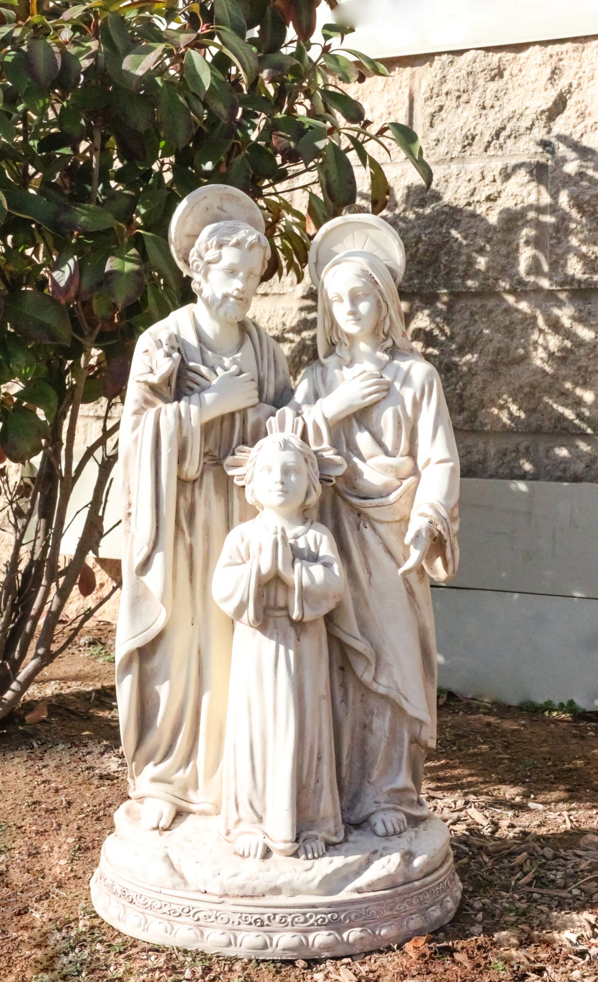 Catholic Church The Holy Family Mary Joseph Jesus Large Outdoor Statue 24" Tall - Ebros Gift