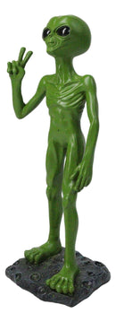 UFO Space Ship Green ET Roswell Alien I Come in Peace with Hand Sign Figurine