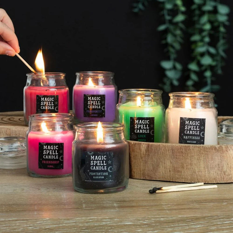 Set of 6 Wicca Halloween Ritual Magic Scented Spell Candle in Glass Jars