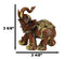 Feng Shui Faux Wood Left Facing Trunk Up Elephant With Golden Tapestry Figurine