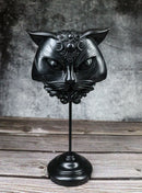 Wicca Black Sacred Cat Moon Masque Ornament On Pole Stand Or Wall Sculpture