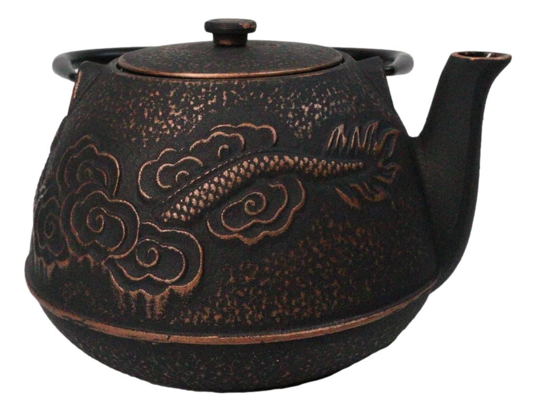 Bonrze Oriental Dragon Design Large Cast Iron Tetsubin Teapot 40oz Tea Pot