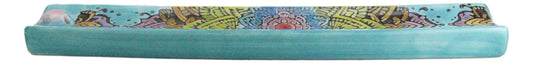 Ceramic Turquoise Blue Mandala Flowers Life Beauty and Renewal Incense Holder
