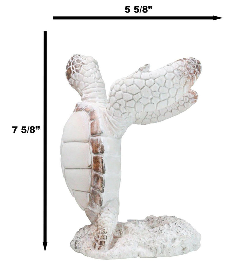 Nautical Marine Distressed Antique White Sea Turtle Wine Bottle Holder Figurine