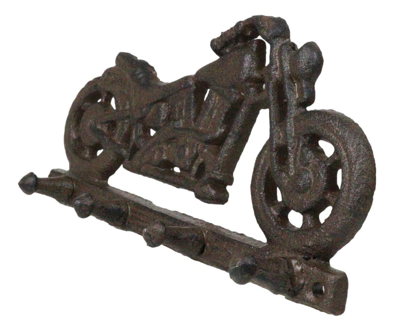 Rustic Cast Iron Retro Motorcycle Bike 4-Peg Wall Hooks Coat Towel Keys Hanger