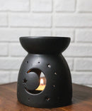 Ceramic Wicca Crescent Moon And Stars Essential Oil Burner Votive Candle Warmer