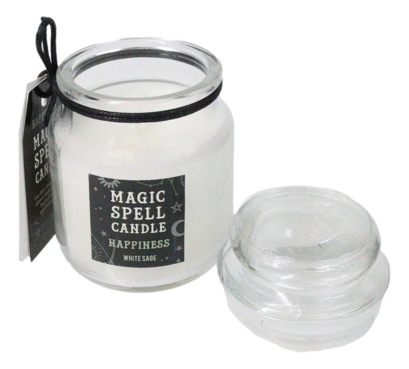 Set of 3 Wicca Halloween Ritual White Sage Happiness Spell Candle in Glass Jar