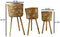 Set of 3 Hand Woven Natural Bamboo And Fir Legs Raised Floor Storage Baskets