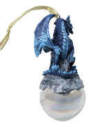 Ruth Thompson Blue Stormchaser Dragon On Pearl Glass Ball Ornament Figurine 5"H
