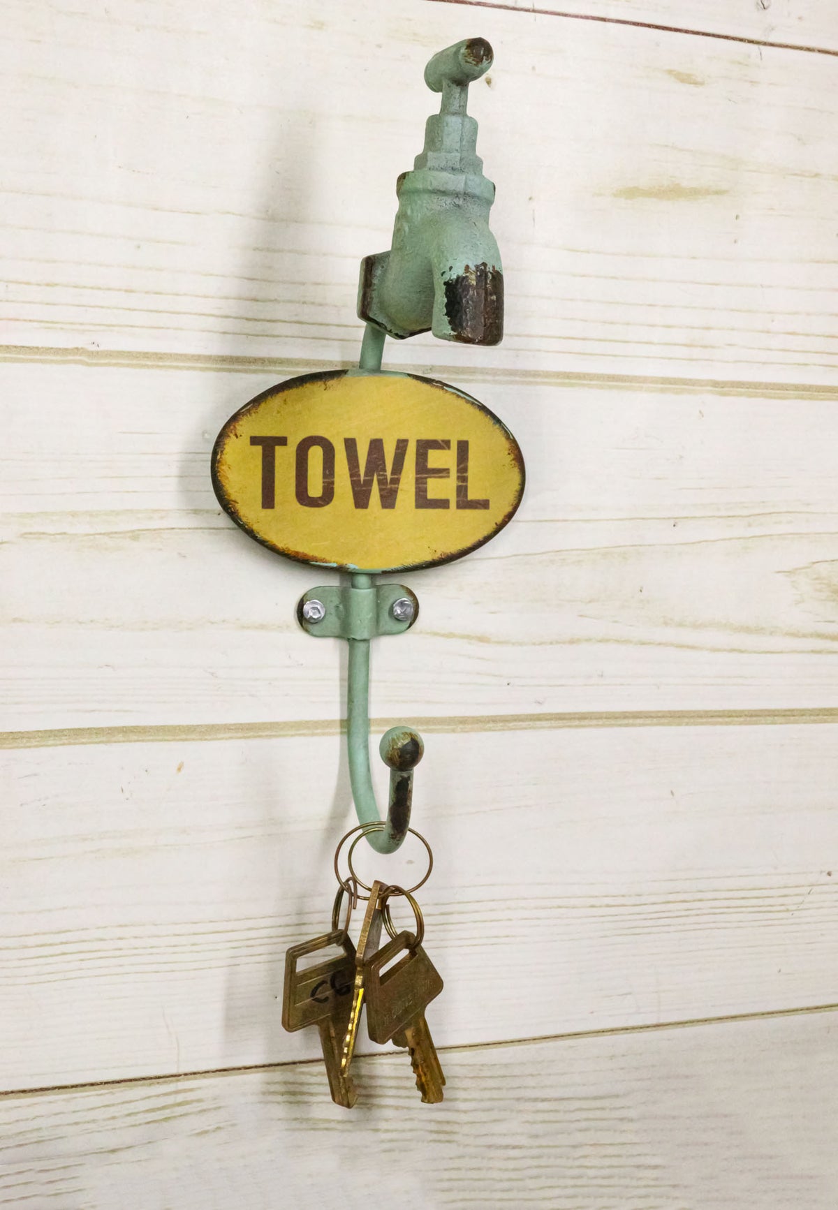 Set Of 2 Cast Iron Vintage Old Fashioned Spigot Faucet Towel Coat Wall Hooks