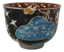 White Japanese Cranes Ceramic Donburi Ramen Soup Bowl With Chopsticks Set