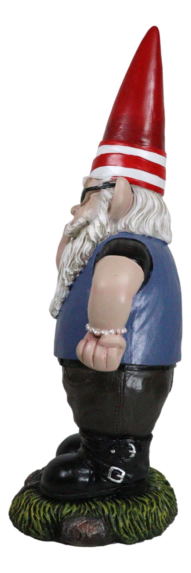 Ebros Rude Garden Greeter Go Away! Gnome Dwarf Statue 17.25"H Patriotic Gnome - Ebros Gift