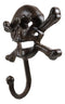 Set of 2 Macabre Halloween Pirate Ghastly Skull Skeleton Crossed Bones Wall Hook