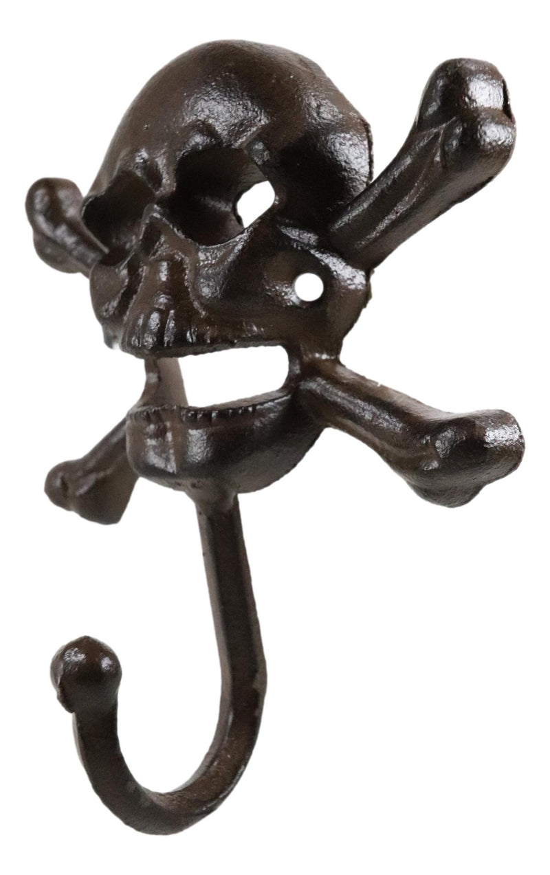 Set of 2 Macabre Halloween Pirate Ghastly Skull Skeleton Crossed Bones Wall Hook