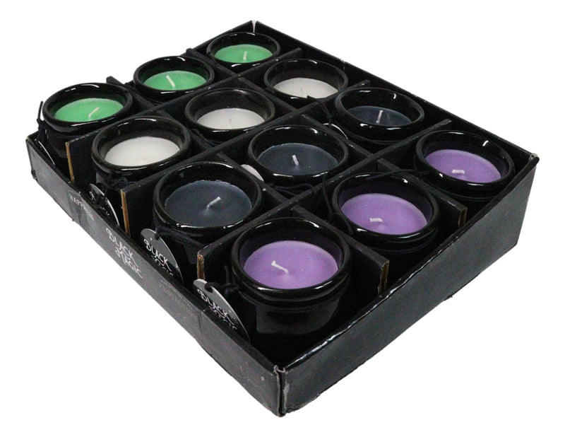 Pack of 12 Ceramic Witch Halloween Black Magic Cauldron Scented Pillar Candles