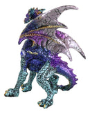 Standing Semi Metallic Purple Silver Space Galaxy Dragon With Gemstones Figurine