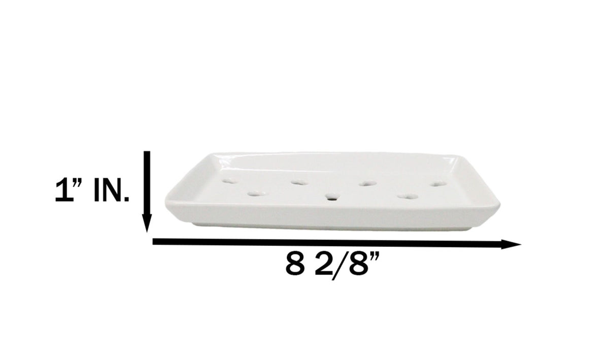 Pack Of 6 Ceramic White Neta Zara Sushi Case Plates With Drip Holes 8" By 4"