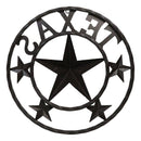 Western Patriotic Lone Star State Texas With Mini Stars Metal Wall Circle Sign