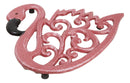 Tropical Paradise Pink Flamingo Bird Scrollwork Cast Iron Wall Or Table Trivet