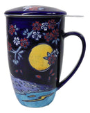 Blue Moon Fuji Mountain 15oz Porcelain Tea Mug With Lid Stainless Steel Infuser