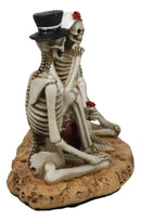 Love Never Dies Skeleton Bridal Wedding Couple With Rose by Red Heart Figurine