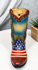 Rustic Western American USA Flag With Oil Derrick Cowboy Boot Money Piggy Bank