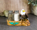 Wild Heritage Bald Eagle On Rock Southwestern Symbol Salt & Pepper Shaker Holder