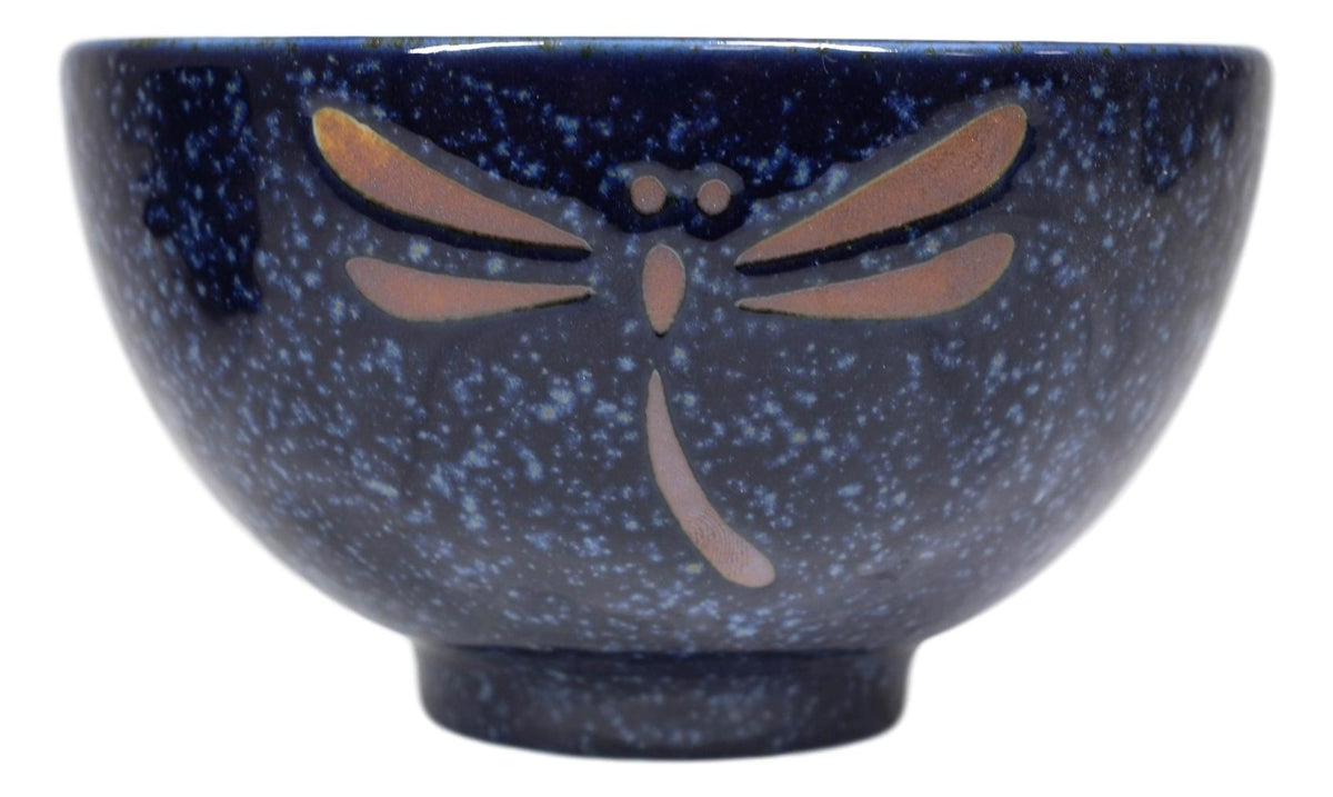 Made In Japan Auspicious Dragonfly Blue Rice Soup Dessert 8oz Bowls Set of 4