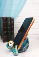 Comical Blue Shelled Sea Turtle On Back Flip Cell Phone Holder Stand Figurine