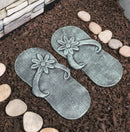 Cast Iron Flip Flop Stepping Stones Set of 2 Beach Getaway Left & Right Sandals