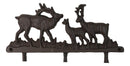 Rustic Deer Stag Doe and Fawn Family Antlers Cast Iron 6 Peg Wall Hook Sculpture