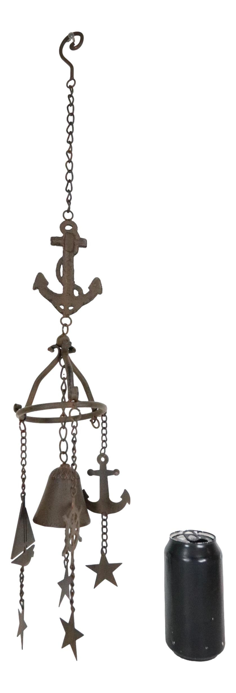 Cast Iron Rustic Marine Ship Anchor Sailboat Rudder Helm Wheel Wind Chime Bell